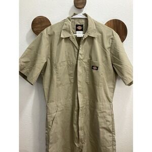 Dickies Mens Short Sleeve Khaki Coveralls Size Medium Regular Full Zip